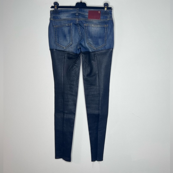 R13 Denim Leather Chaps Shorts Pants SIZE 25 - Picture 5 of 8